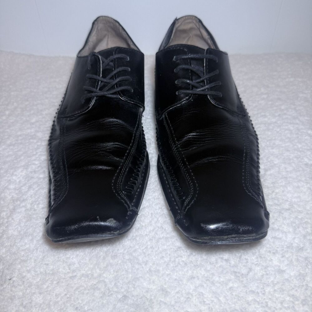 Giorgio Brutini Dress Shoes Mens 9.5W Oxford Black Leather Square Toe 159001 - Picture 3 of 9